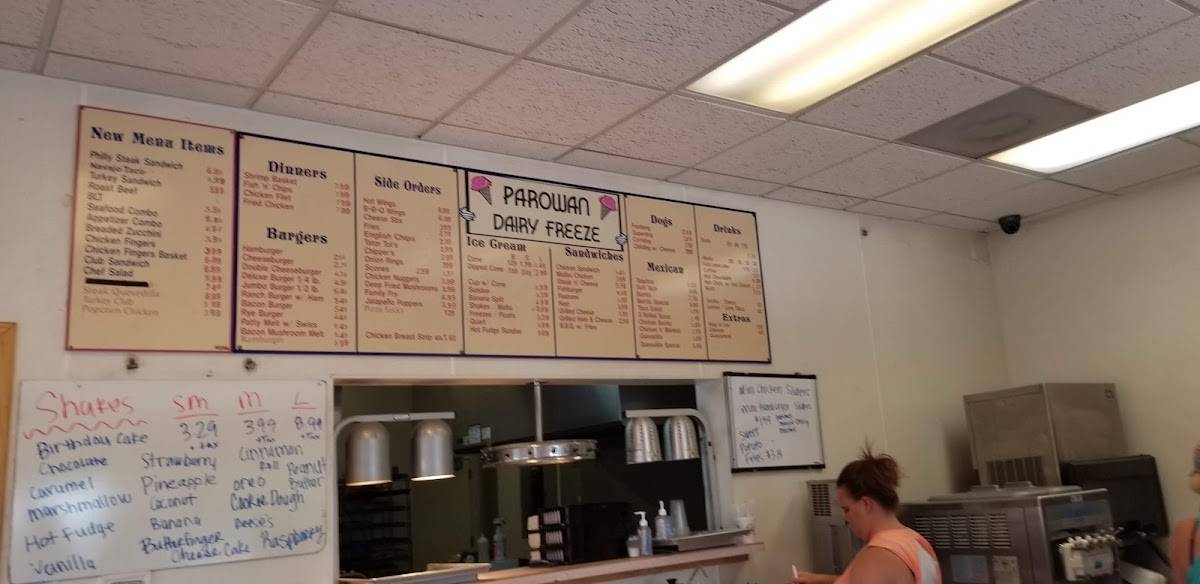 Menu at Parowan Dairy Freeze restaurant, Parowan