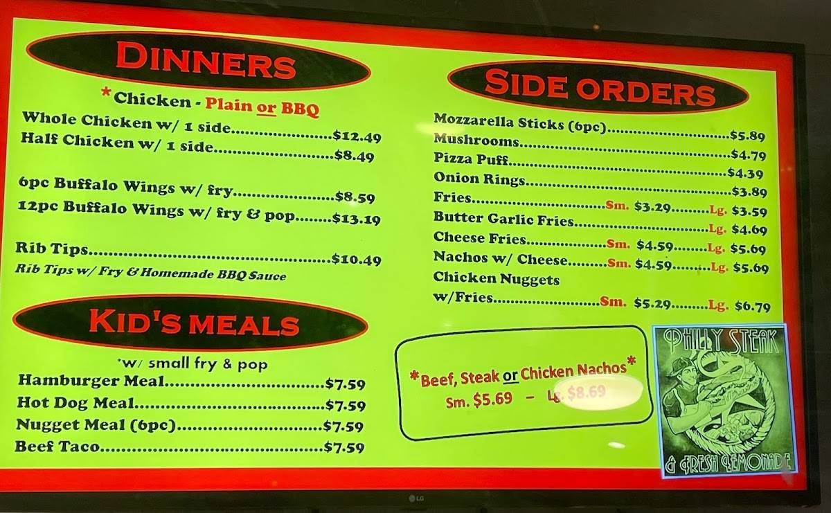 Menu at Philly Steak & Lemonade restaurant, Merrillville