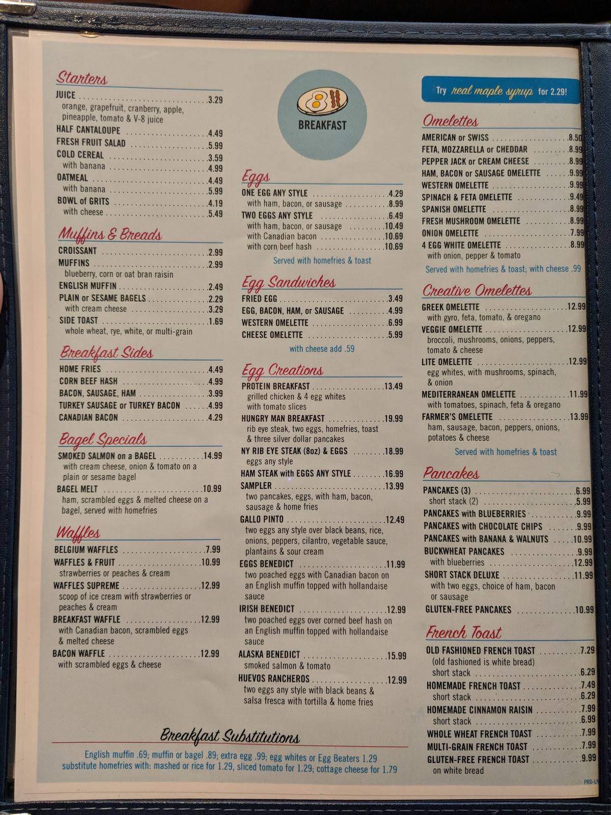 Menu at Post Road Diner restaurant, Norwalk, 312 Connecticut Ave