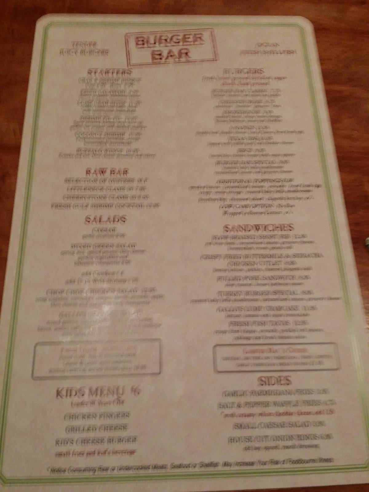 Menu at Gallo's Seafood pub & bar, Philadelphia, Roosevelt Blvd