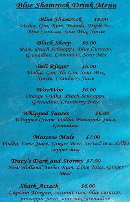 Menu At The Blue Shamrock Pub St Louis