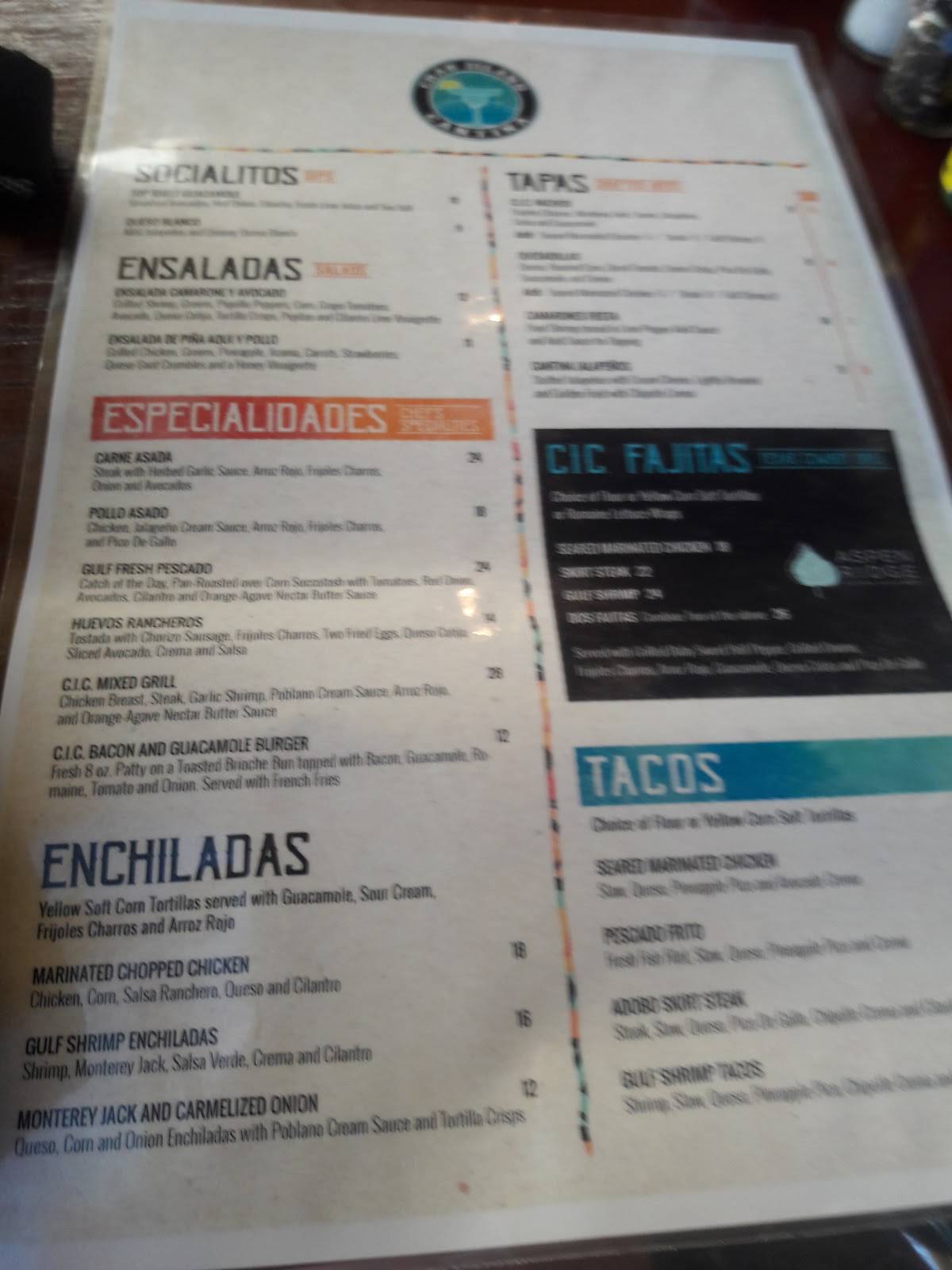 Menu at Crab Island Cantina restaurant, Destin