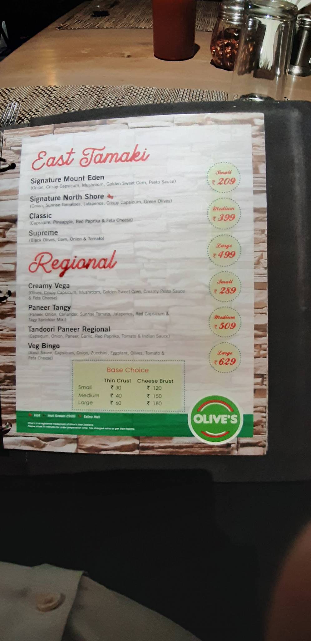Menu at Olive's Pizza & Sizzlers, Vadodara