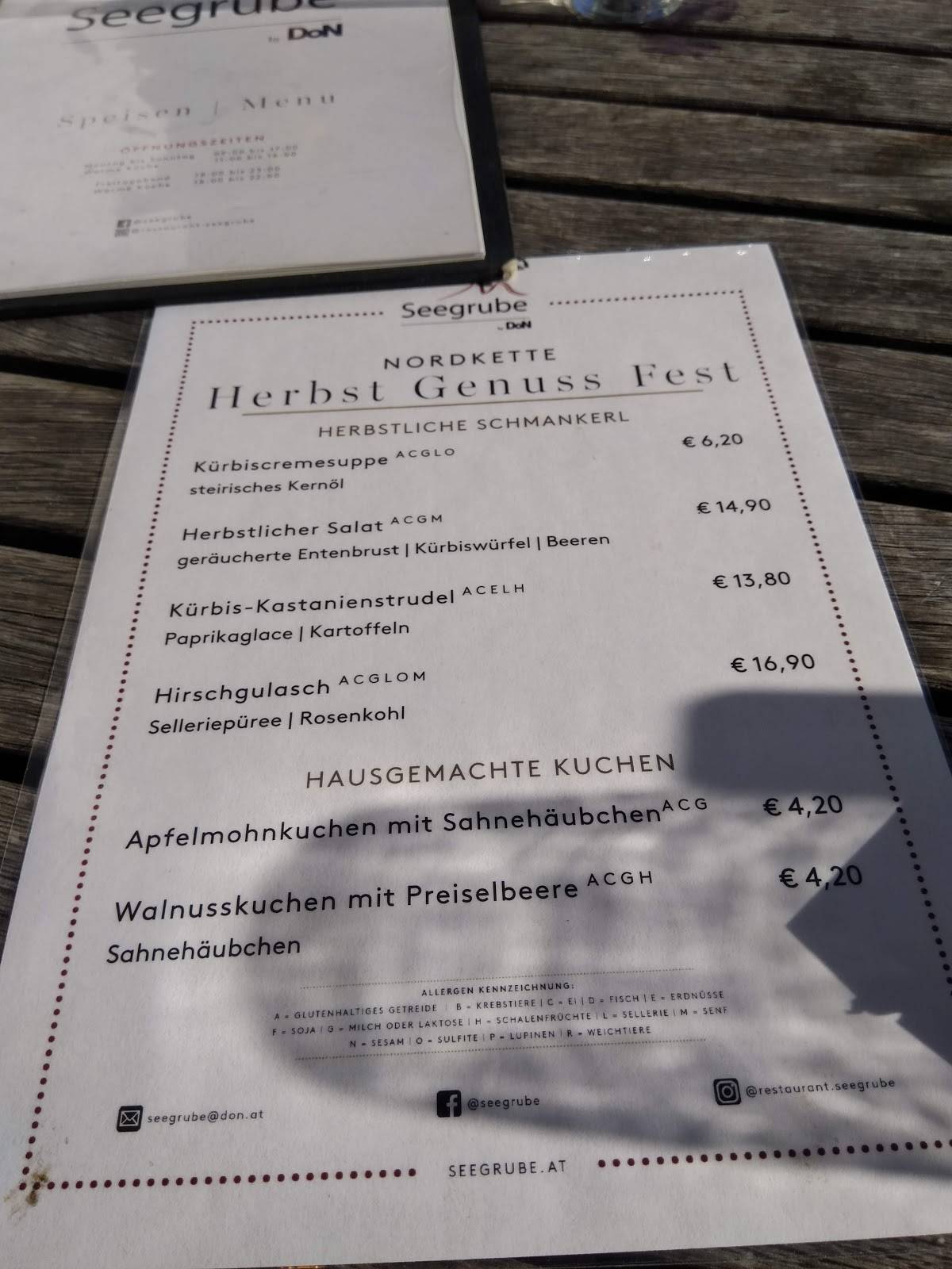 Speisekarte Von Restaurant Seegrube Innsbruck