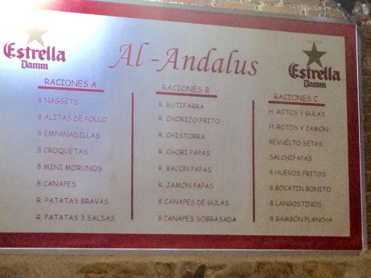 Carta de Restaurante Al Andalus, RivasVaciamadrid, Plaza de Blas de Otero
