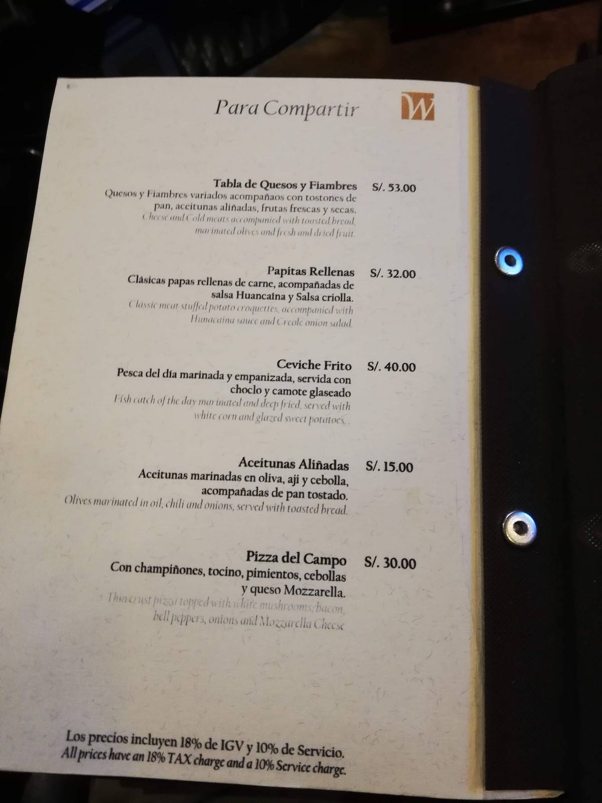 Menu at Restaurante Paprika, Trujillo