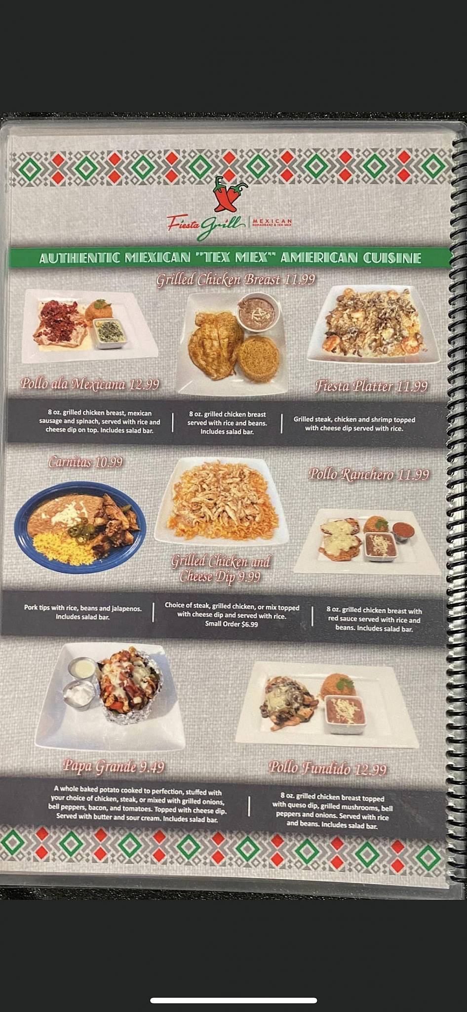 Menu at Fiesta Grill Mexican restaurant & TexMex, Ripley