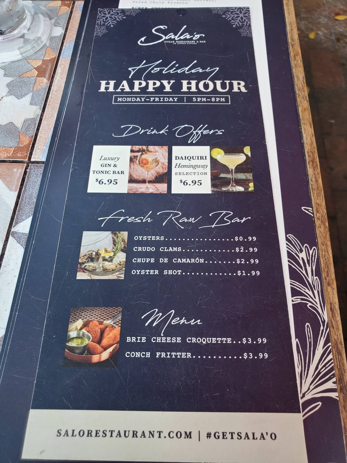 Menu at Sala'o Cuban Restaurant & Bar Live music, Miami
