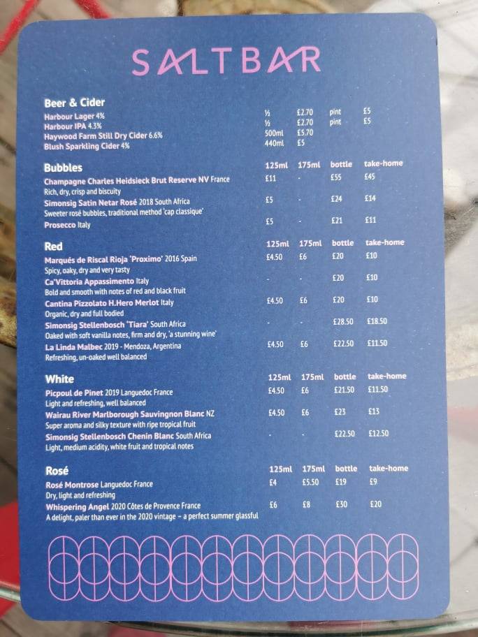 Menu at Salt Bar and Kitchen at Salt Box, Wadebridge