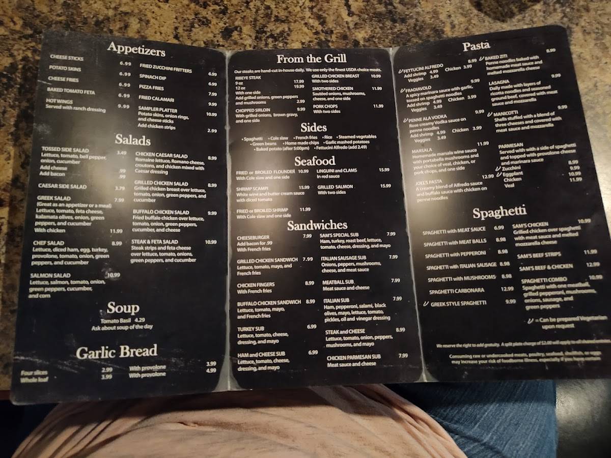 Menu at Sammio's Italian Restaurant, Fayetteville, Raeford Rd