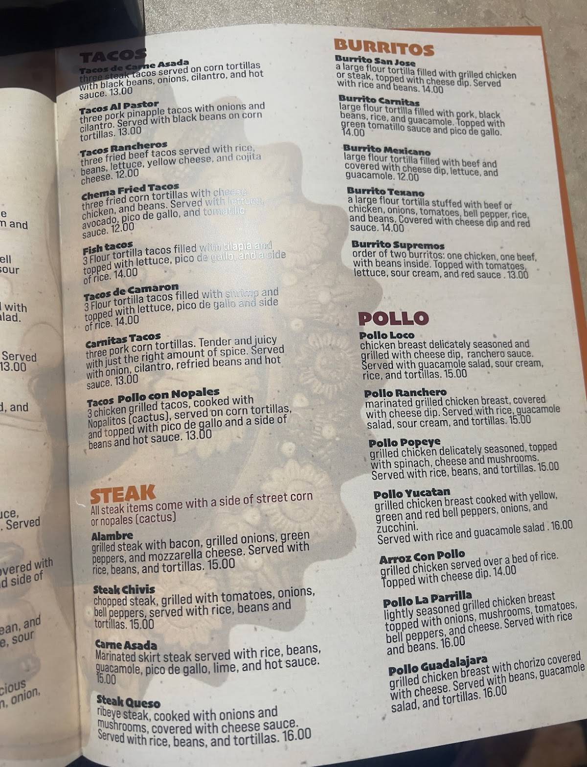 Menu at San Jose Mexican Restaurant, Crestwood, Watson Rd