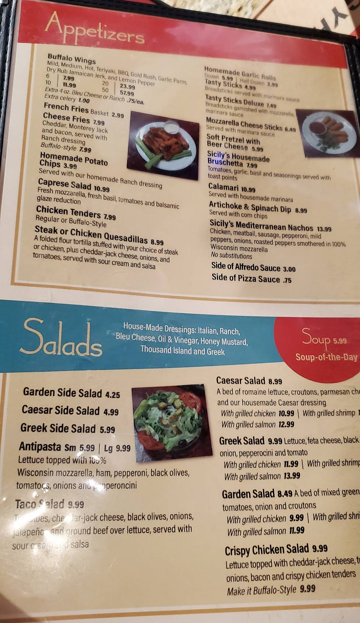 Menu at Sicily's Pizza, Pasta & Subs pizzeria, Blairsville