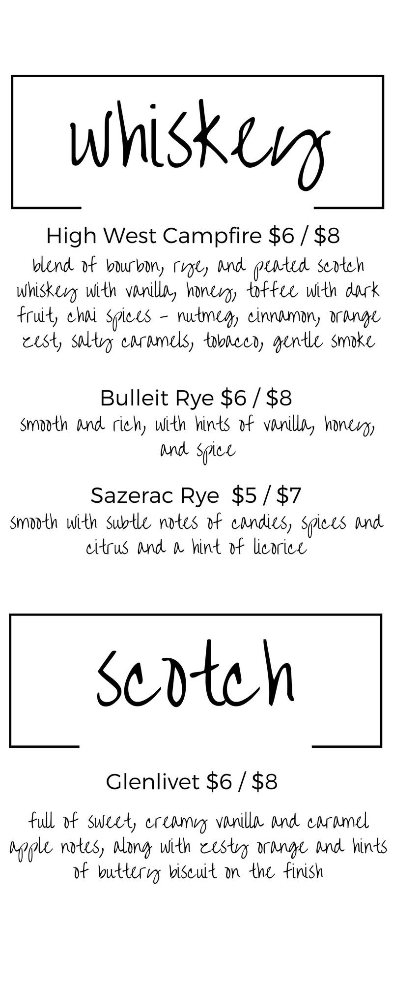 Menu at Cork & Barrel, Sparta