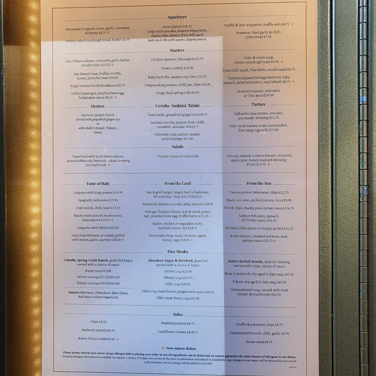 Menu at The Restaurant Bar & Grill Liverpool, Liverpool, Halifax House