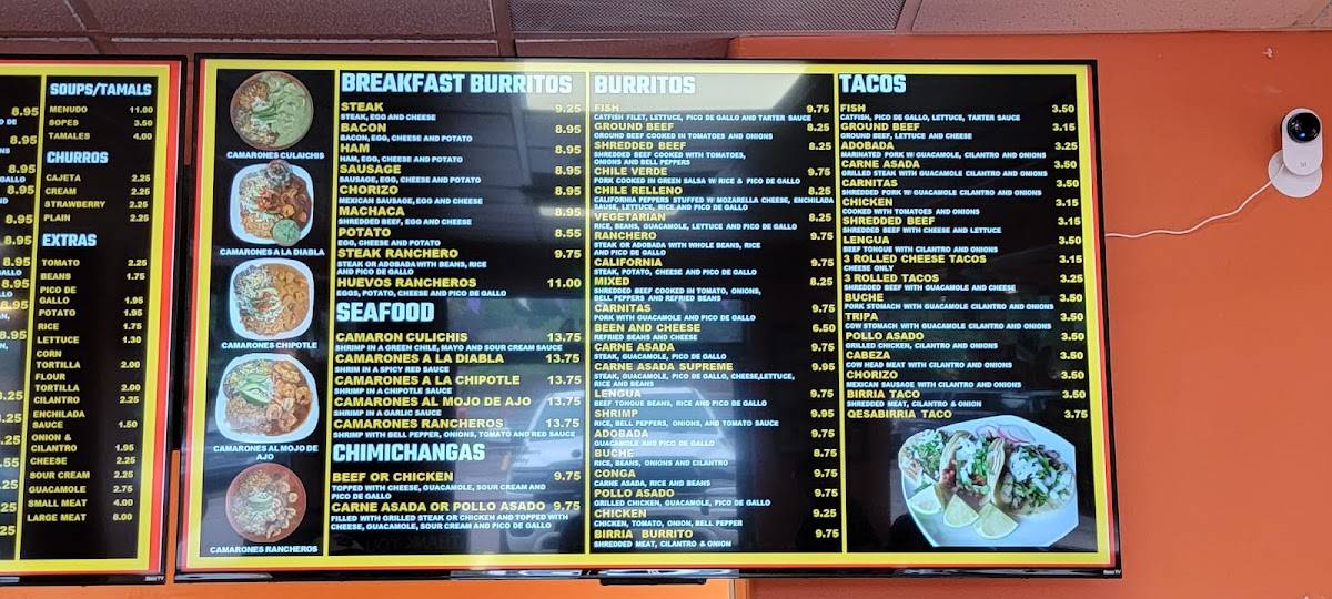 Menu at Tacos Del Gordo restaurant, Colorado Springs, S Academy Blvd