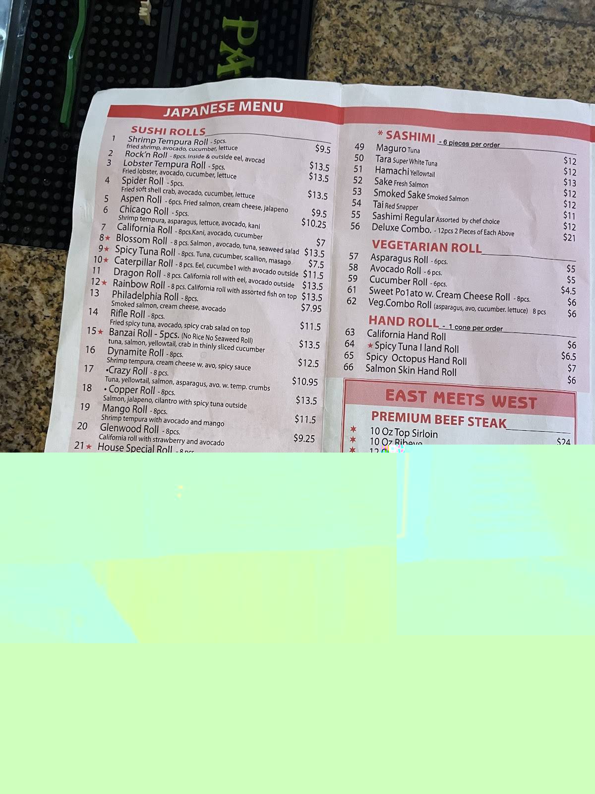 Menu at Thai Chili Bistro restaurant, Rifle