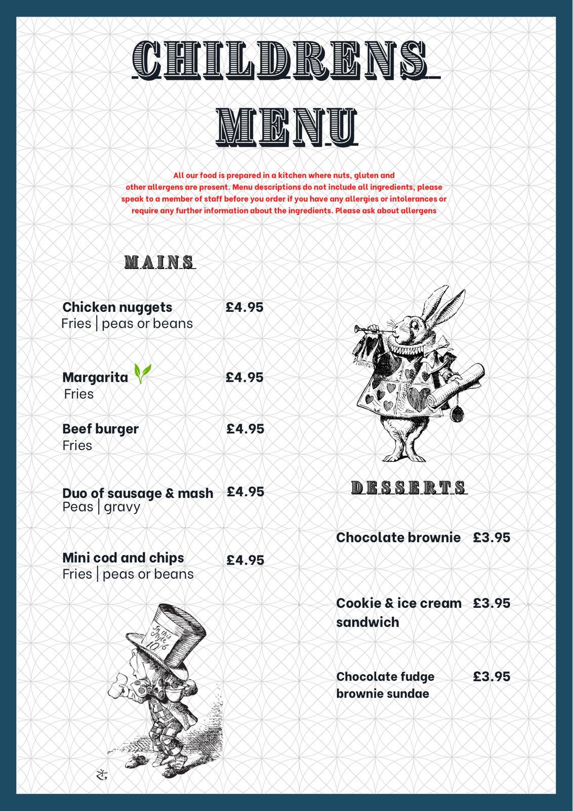 Menu at The Horns Inn, Slitting Mill pub & bar, Rugeley