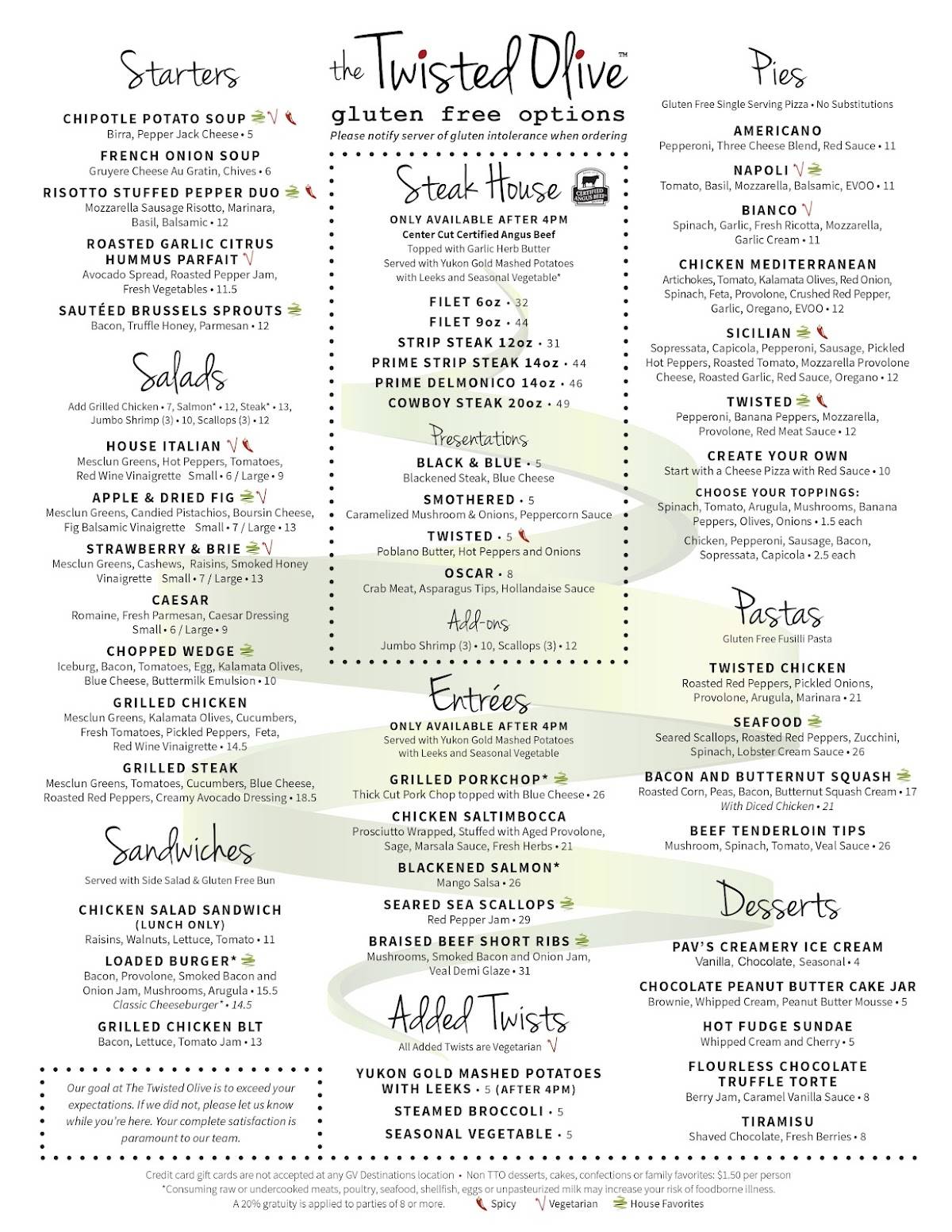 Menu at The Twisted Olive pub & bar, Green