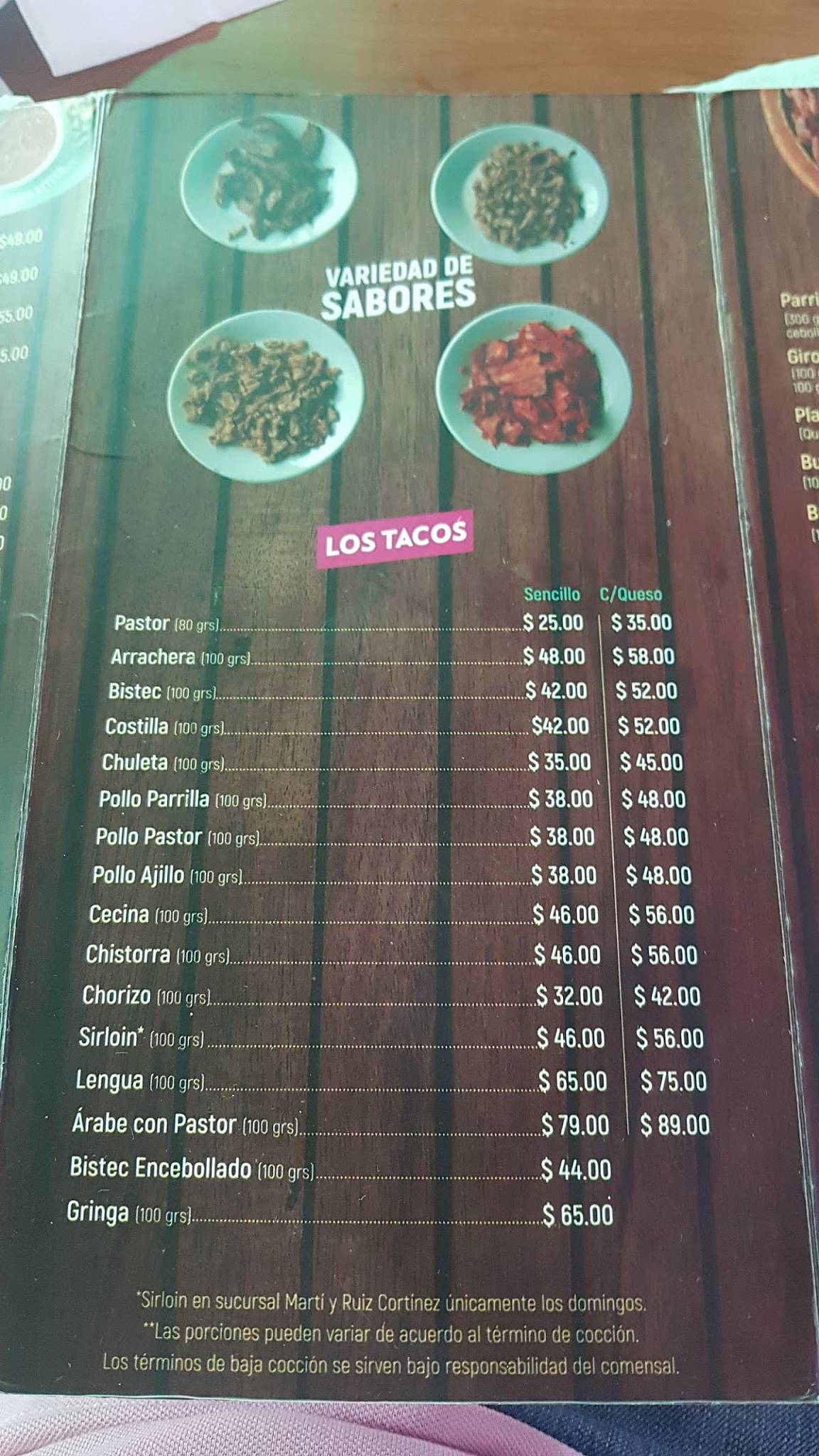 Carta del restaurante Los Giros Ruiz Cortines, Veracruz, Ruiz Cortines