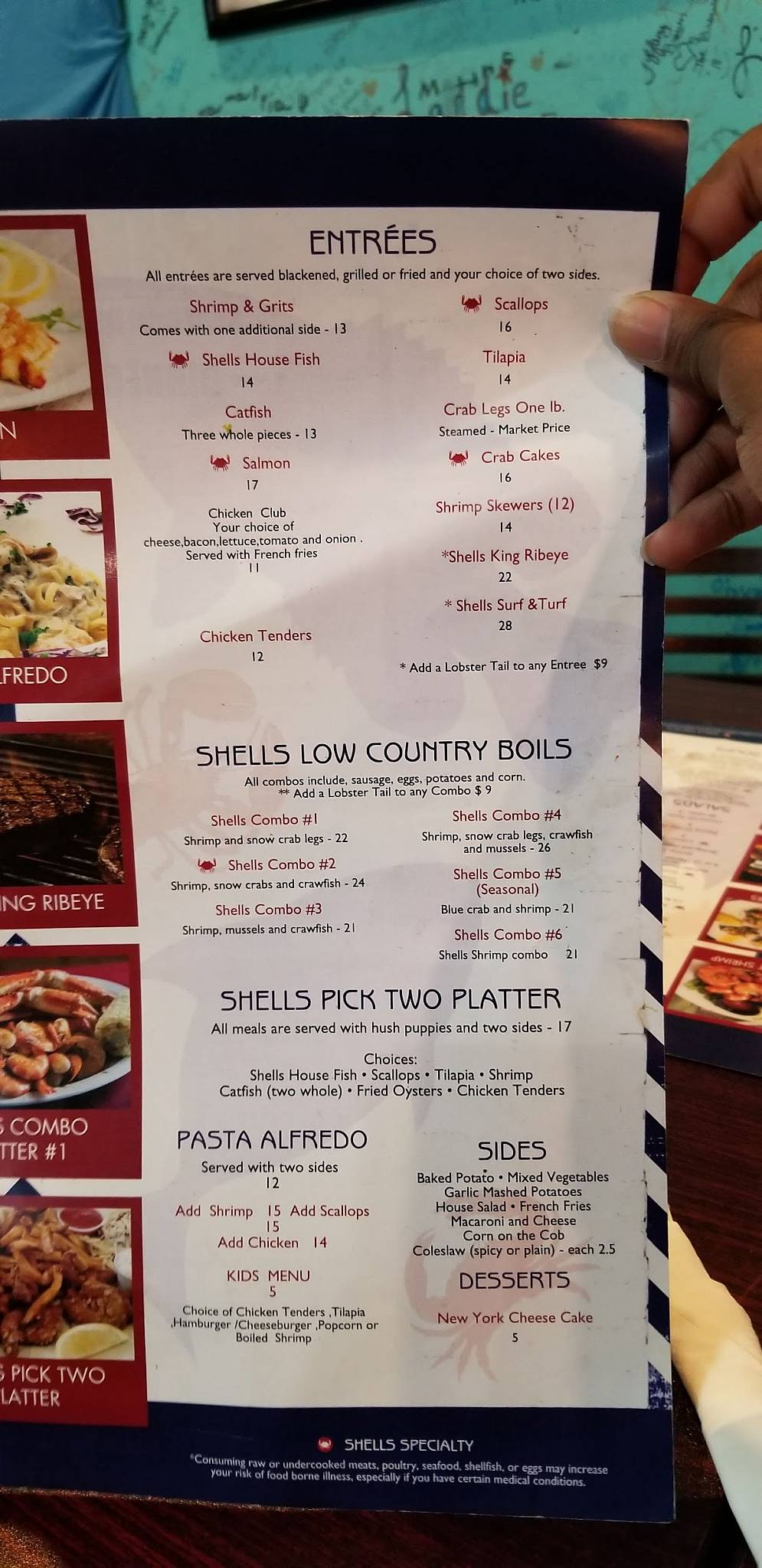 Menu at Sea Shells Seafood Restaurant, Warner Robins