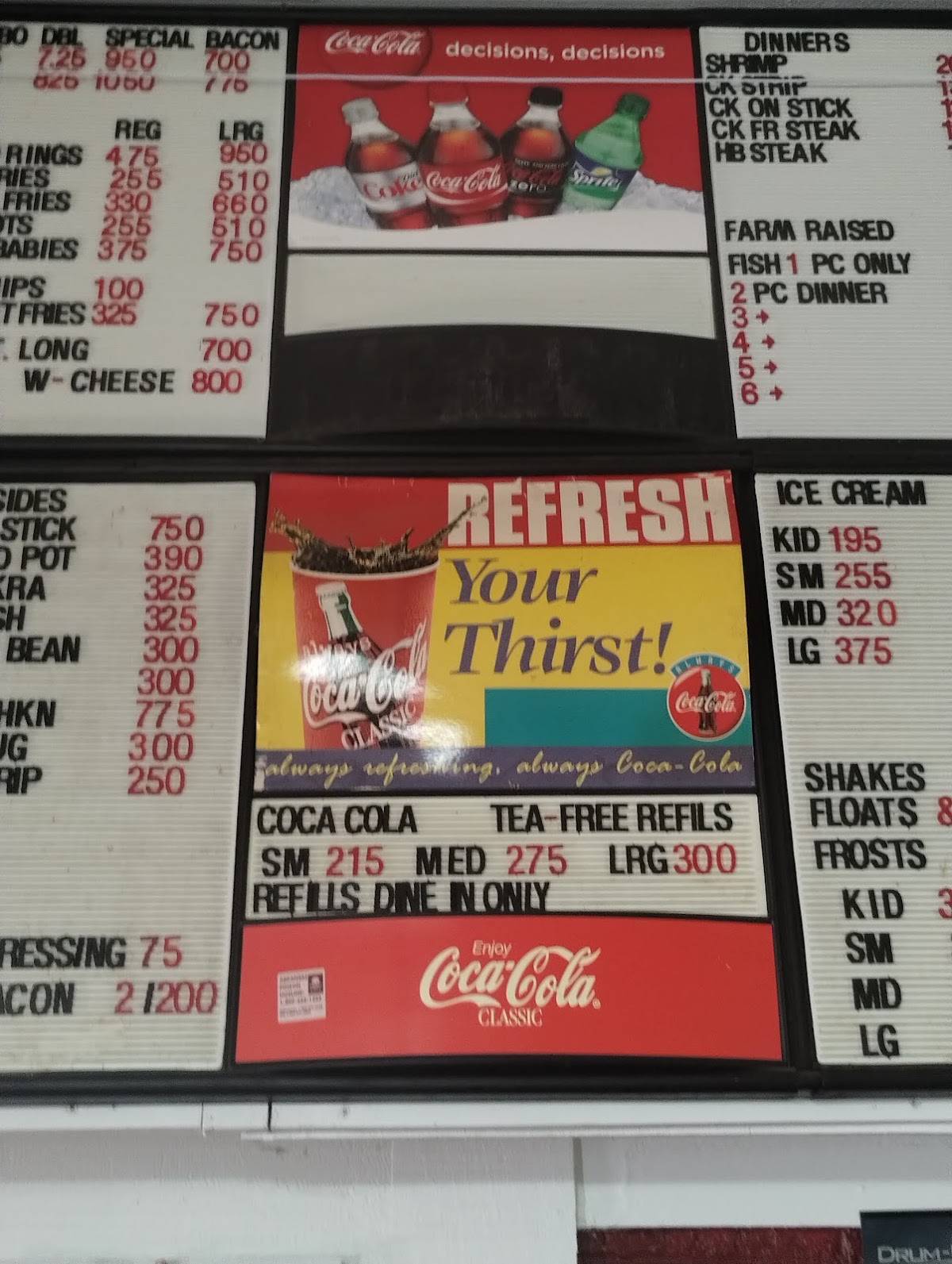 Menu at White River Dairy Bar, De Valls Bluff