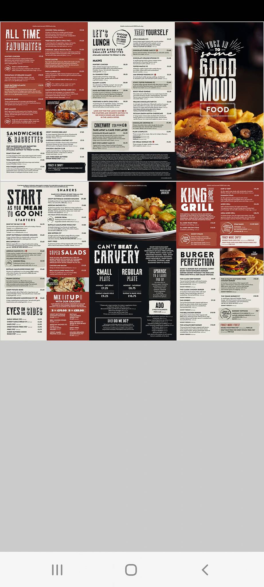 Menu at Winter Green pub & bar, Rotherham, Mitchell Way