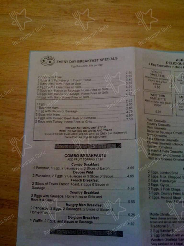 Menu at Acropol Family Restaurant, Largo