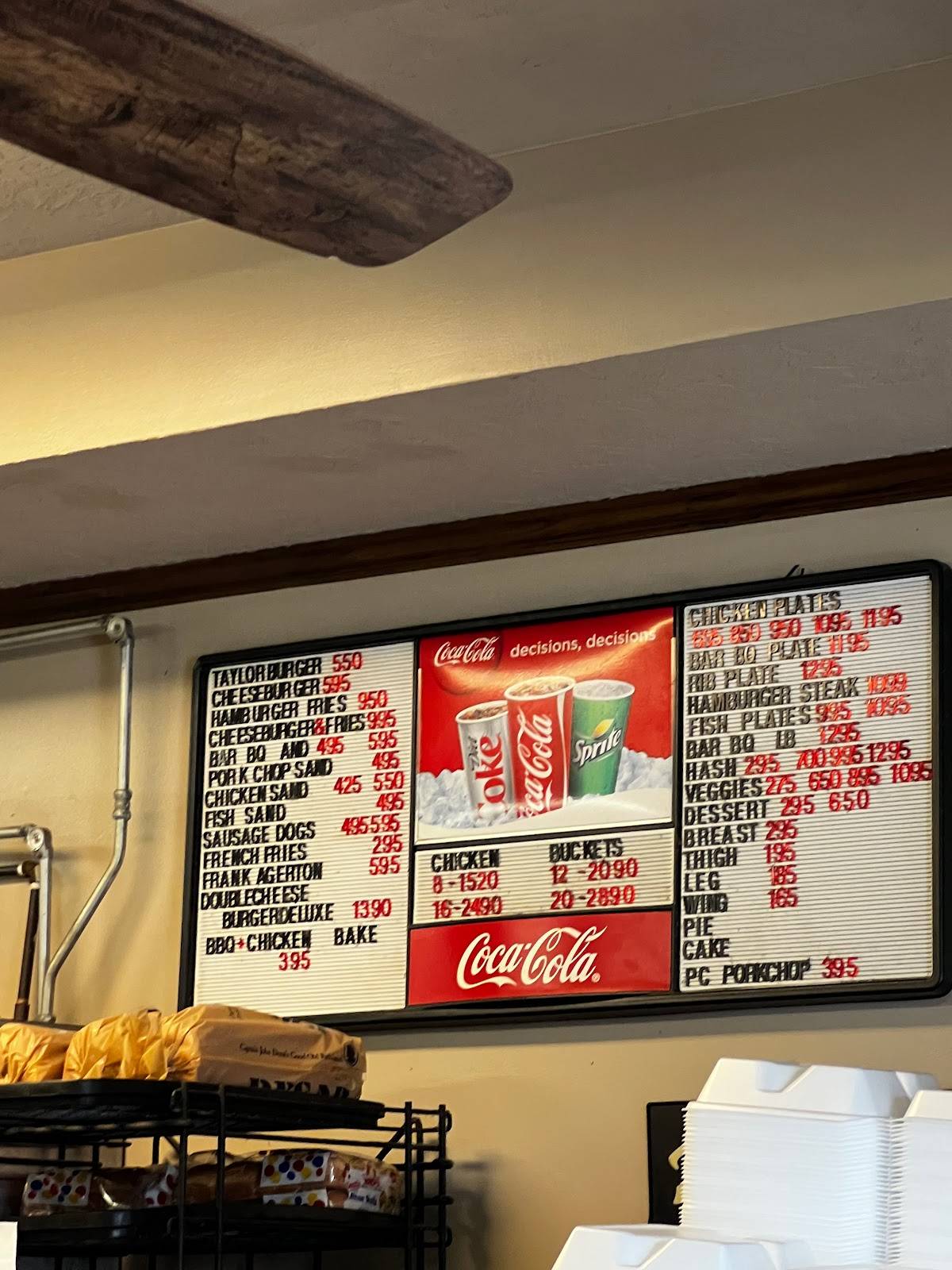 Menu at Taylor's Barbecue, Waynesboro