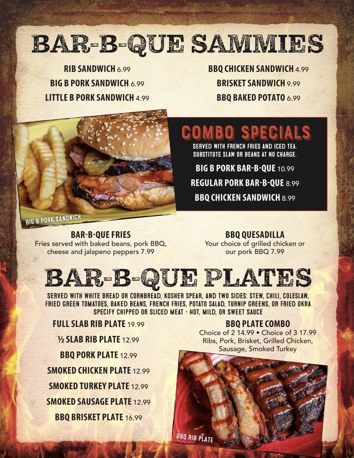 Menu At Big B Bar-B-Que, Alexander City