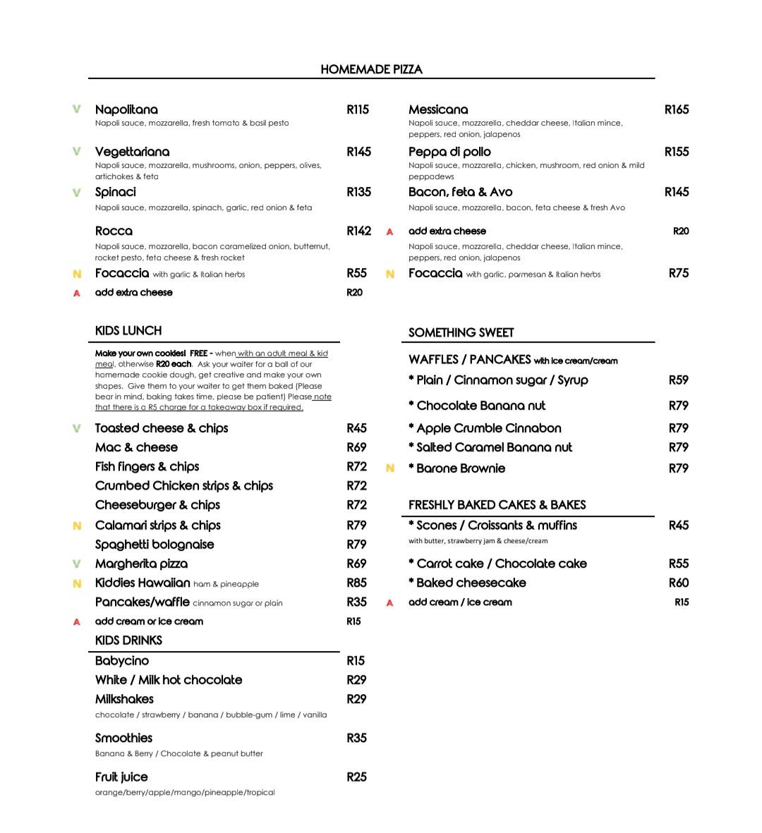 Menu at Bona Terra Cafe, Hillcrest