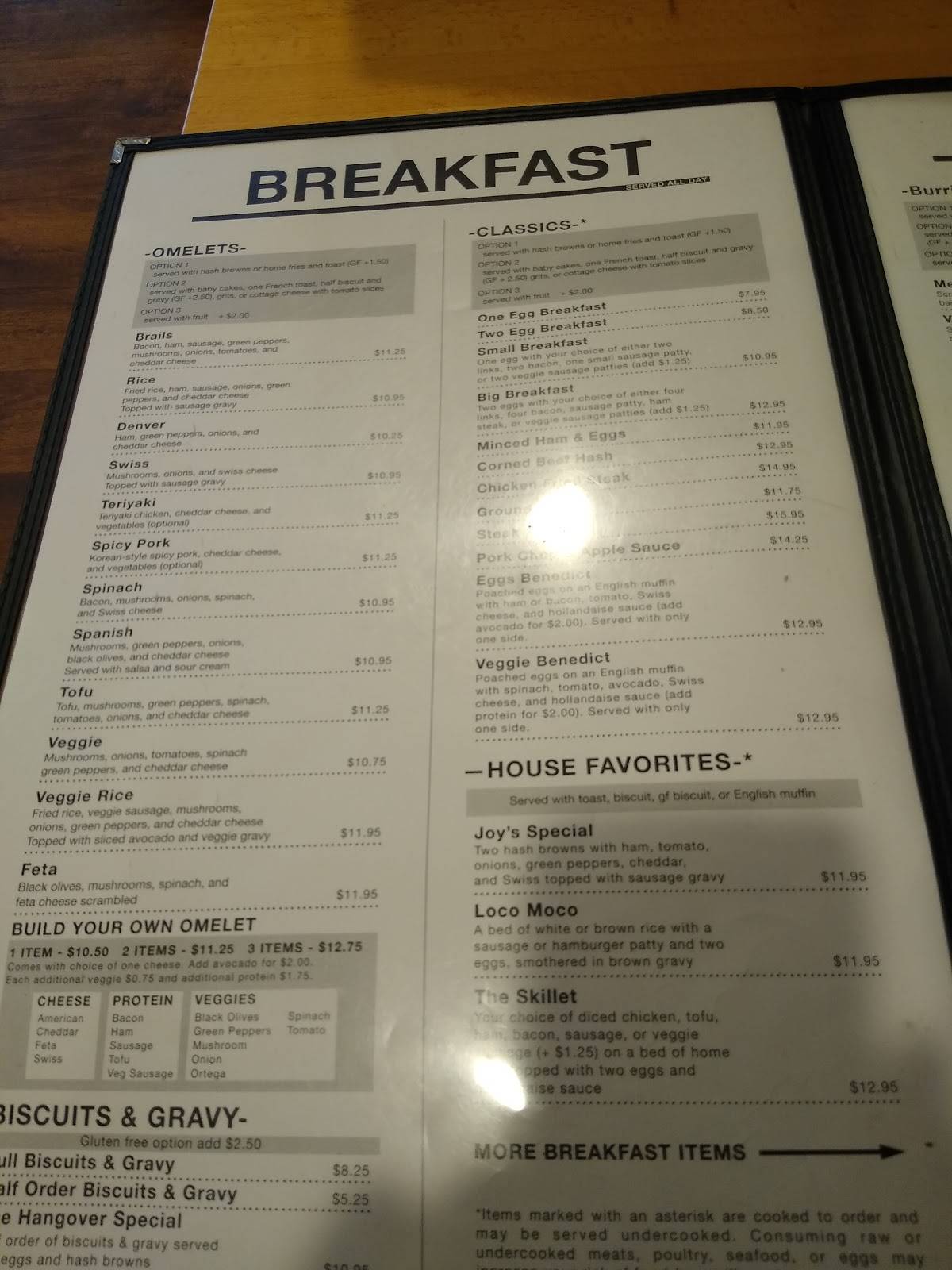 Menu at Brail's Restaurant, Eugene, 395 W 5th Ave 2506