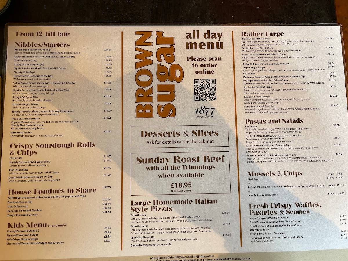 Menu at Brown Sugar pub & bar, Windermere