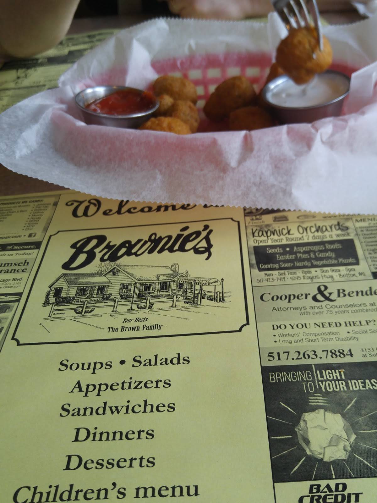 Menu at Brownie's House of Pizza pizzeria, Tecumseh