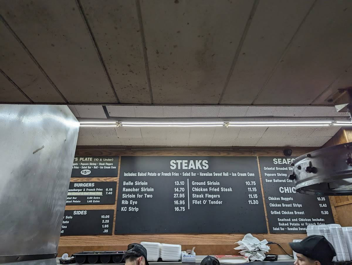 Menu at Bryan's Steaks steakhouse, Lubbock