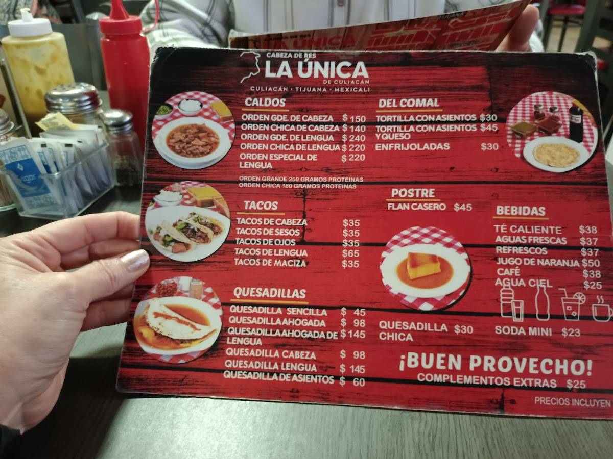 Carta del restaurante Cabeza del Res la Única, Tijuana