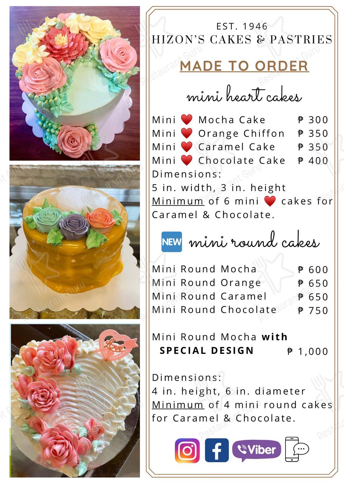 Menu at Hizon's Cakes and Pastries cafe, Manila, J Bocobo