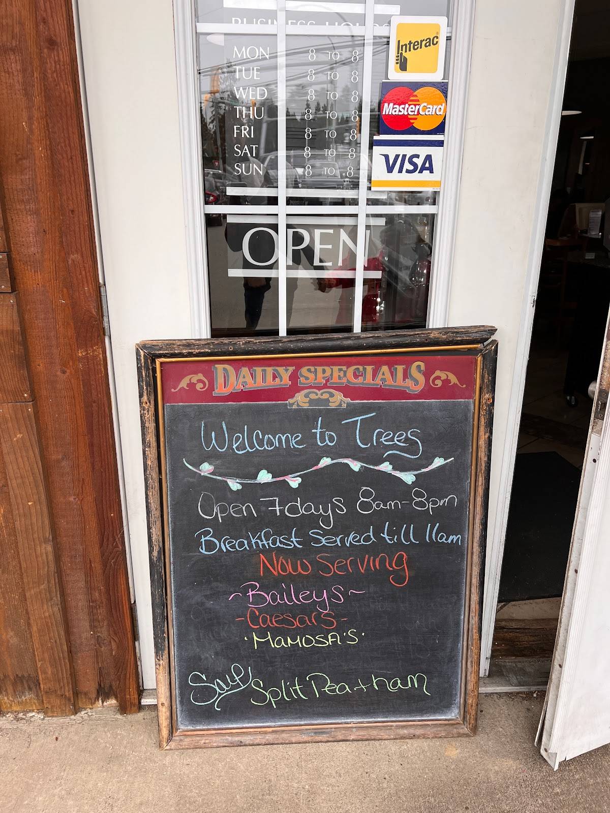 Menu at Trees Restaurant & Bakery, Parksville