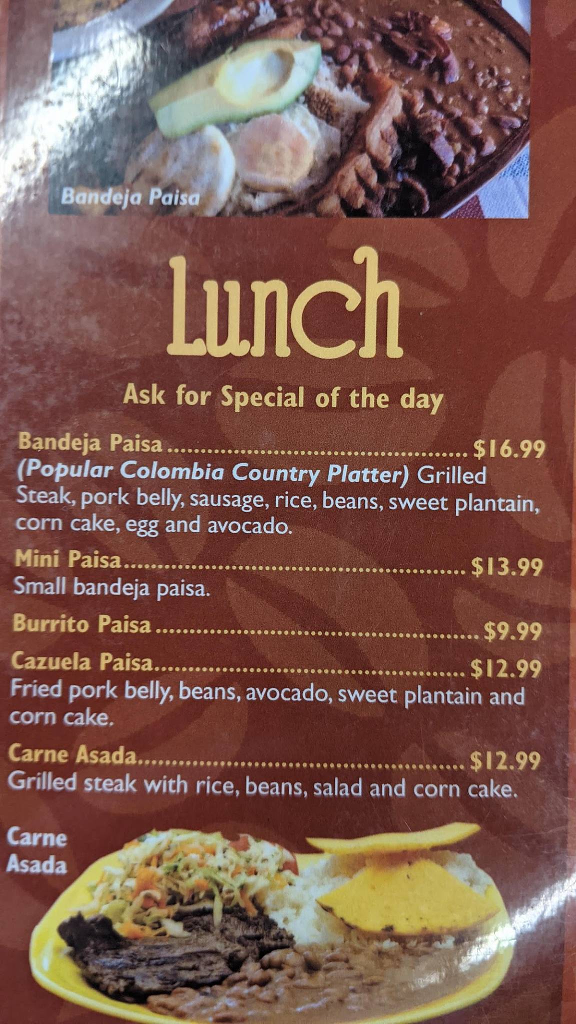 Menu at Cafe & Sabor Bakery & Restaurant, Richmond