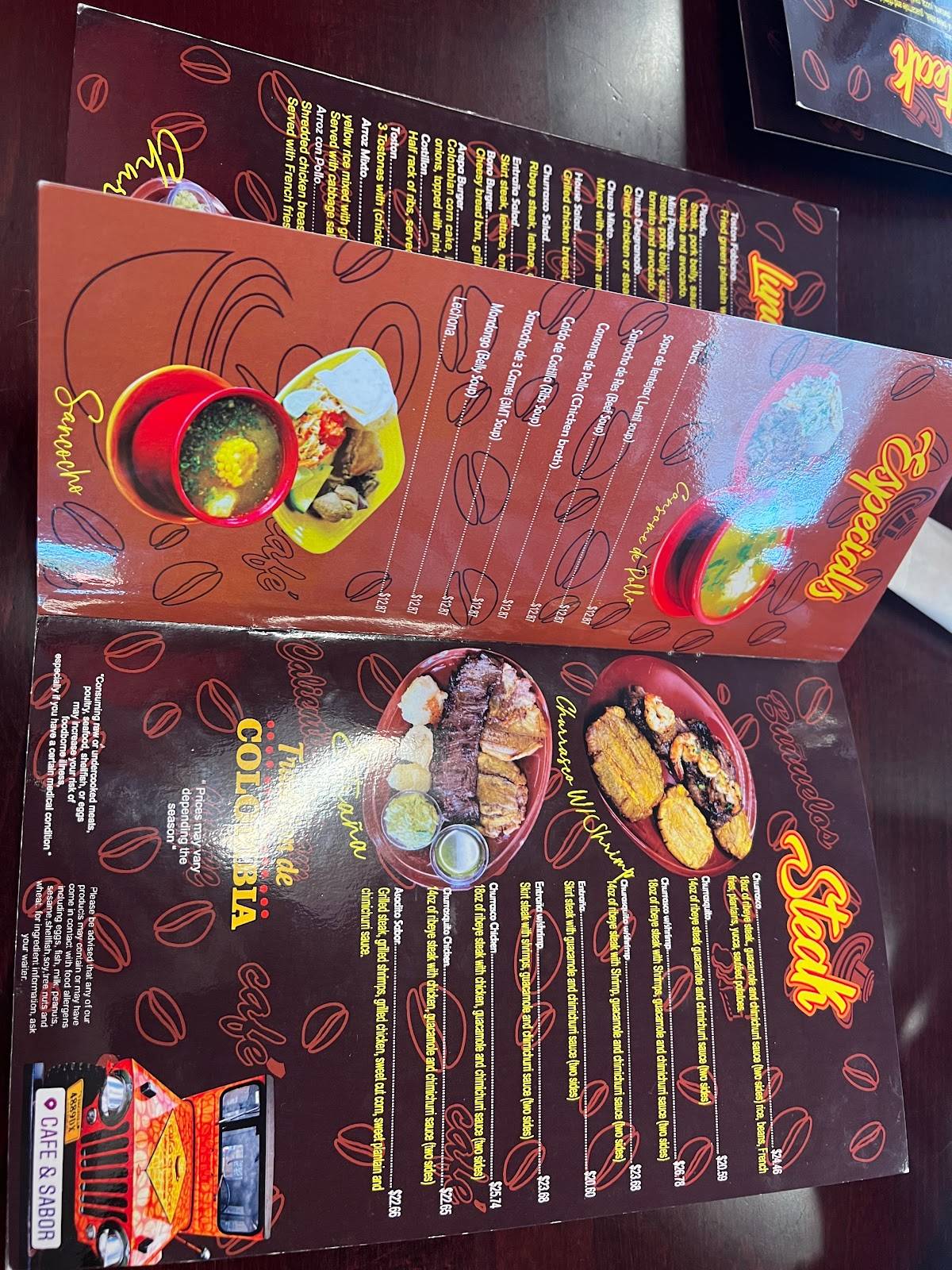 Menu at Cafe & Sabor Bakery & Restaurant, Richmond