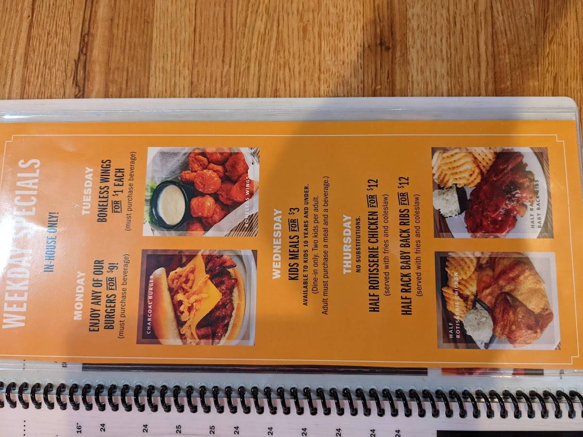 Menu at Charcoal Grill restaurant, Grafton