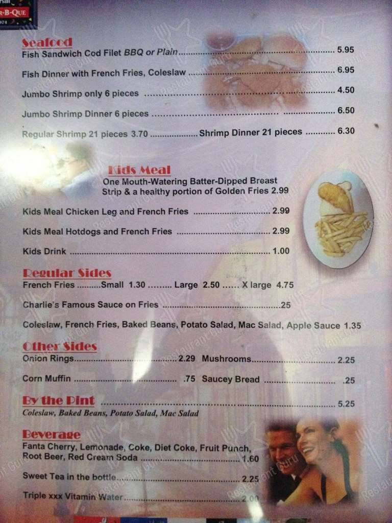 Menu at Charlie Staples Pitt Boss BBQ, Youngstown, 372 W Rayen Ave
