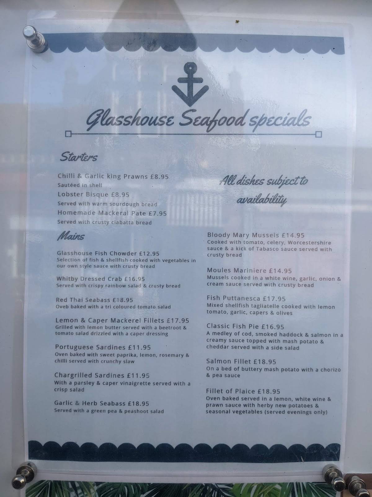 Menu at Charlottes Of Filey pub & bar, Filey