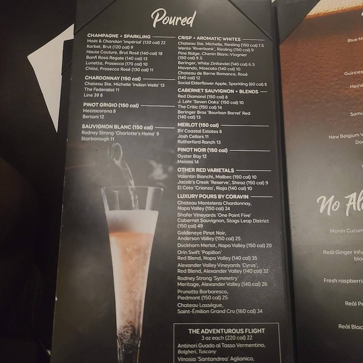 Menu at Chart House steakhouse, Las Vegas