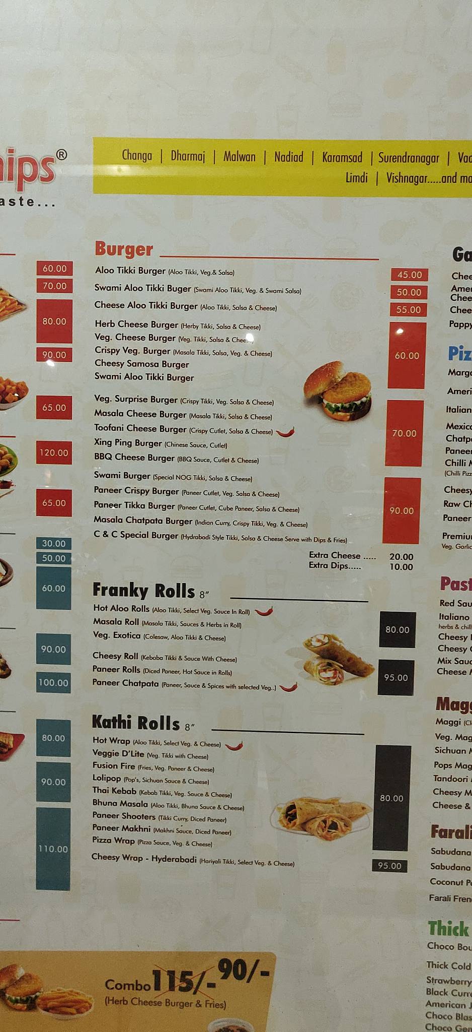 Menu at Cheese & Chips Kadi, Kadi