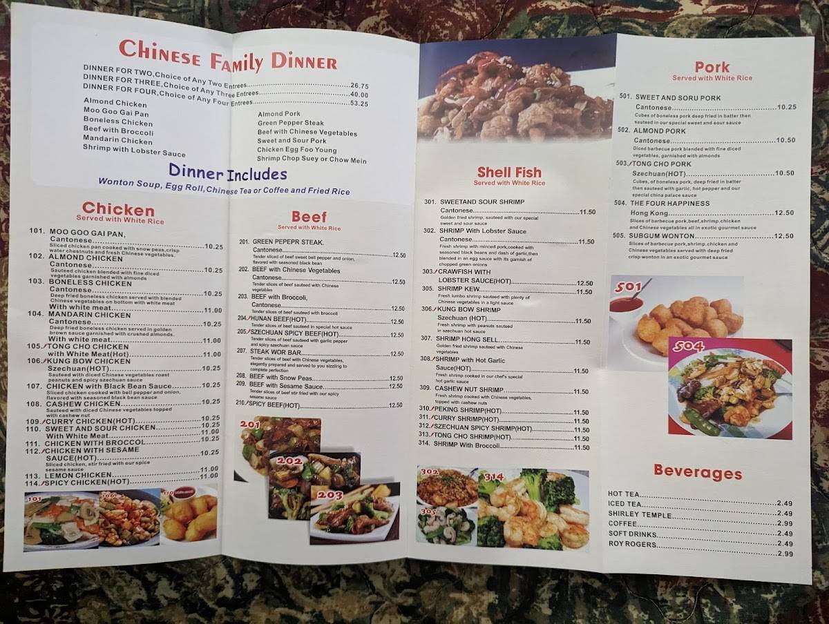 Menu at China Palace Restaurant,