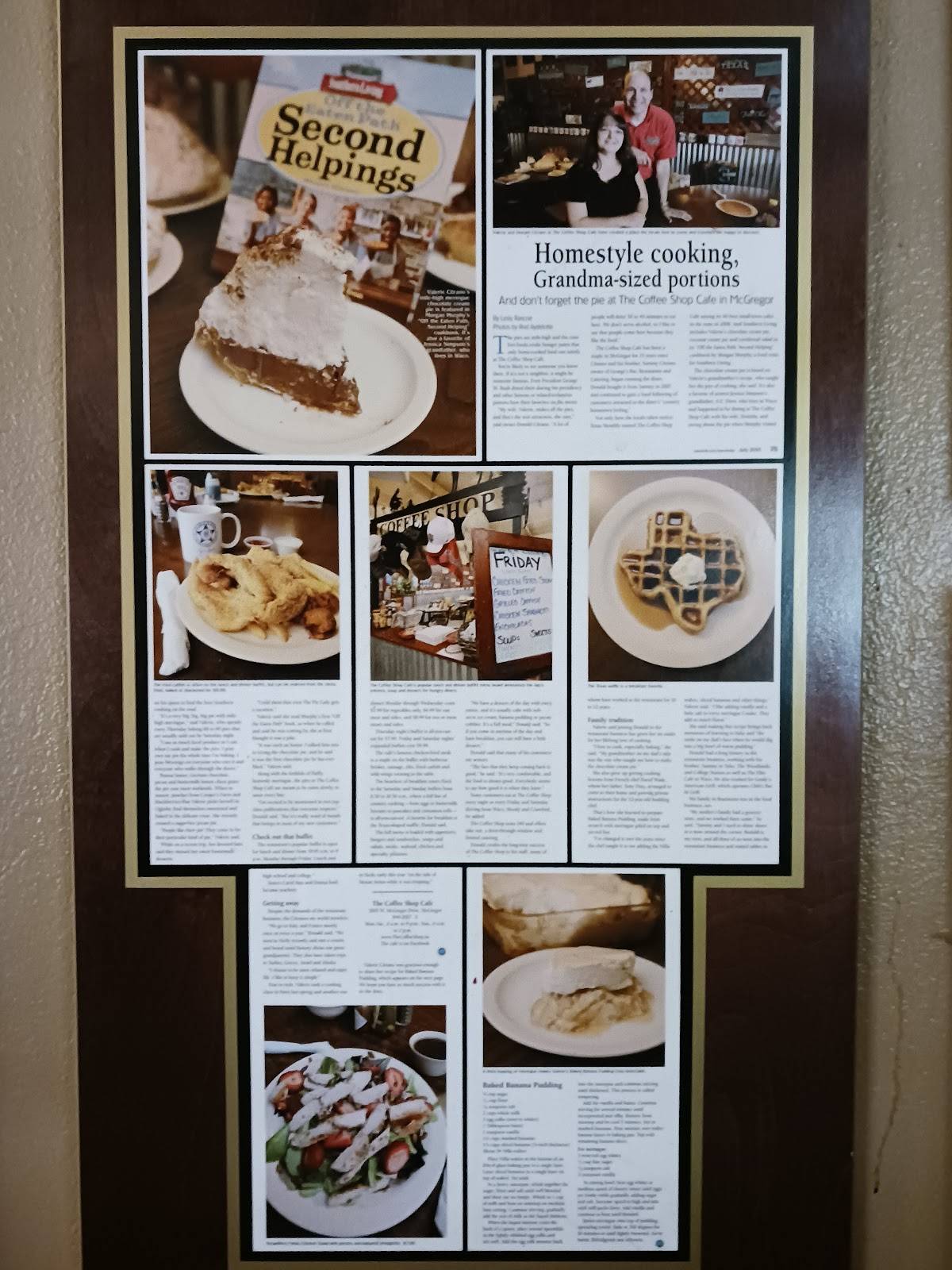 Menu at Coffee Shop Cafe, McGregor