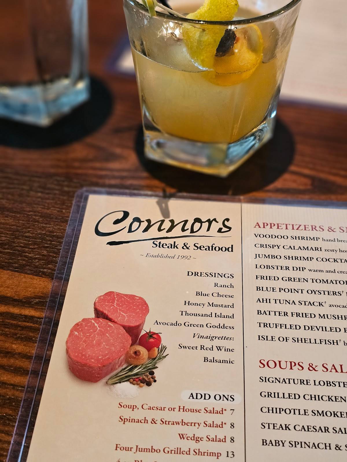 Menu at Connors Steak & Seafood steakhouse, Sarasota