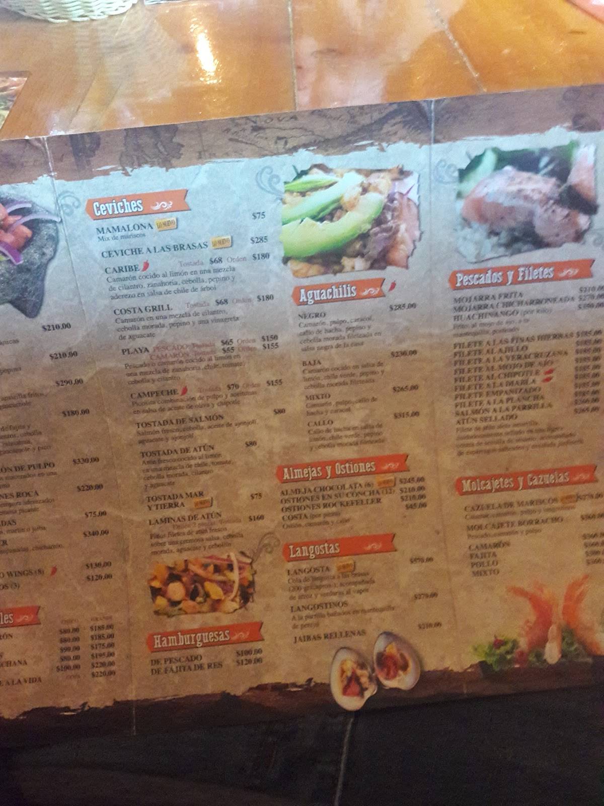 Carta del restaurante Costa Grill, Nuevo Laredo