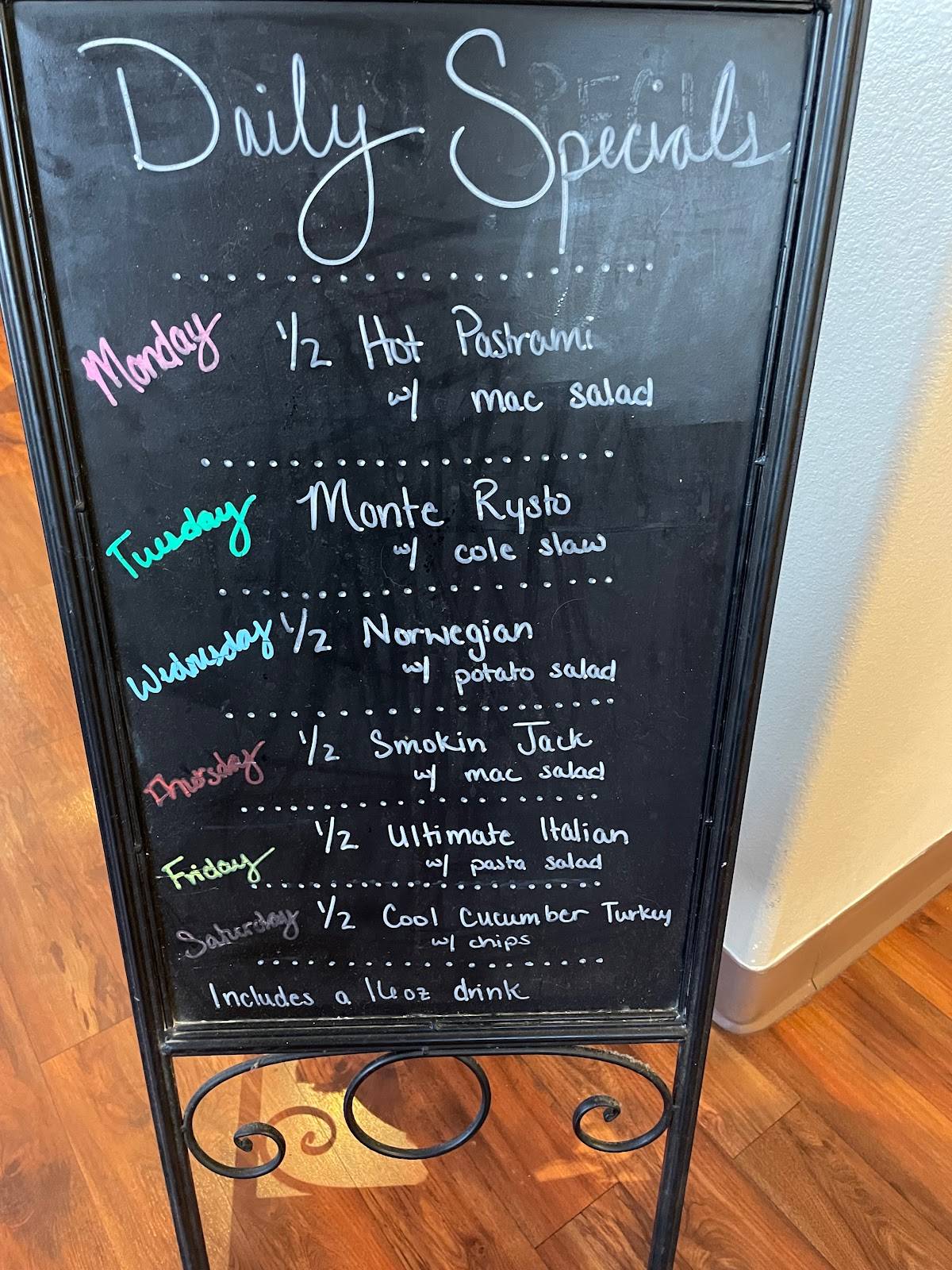 Menu at Deli Dave's restaurant, Pueblo West, 360 S McCulloch Blvd