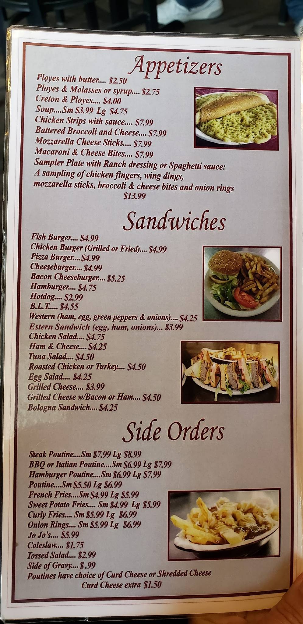 Menu at Dolly's Restaurant, Madawaska, 17 US1